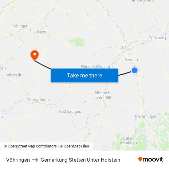 Vöhringen to Gemarkung Stetten Unter Holstein map