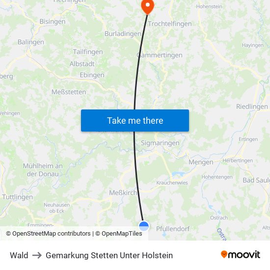 Wald to Gemarkung Stetten Unter Holstein map