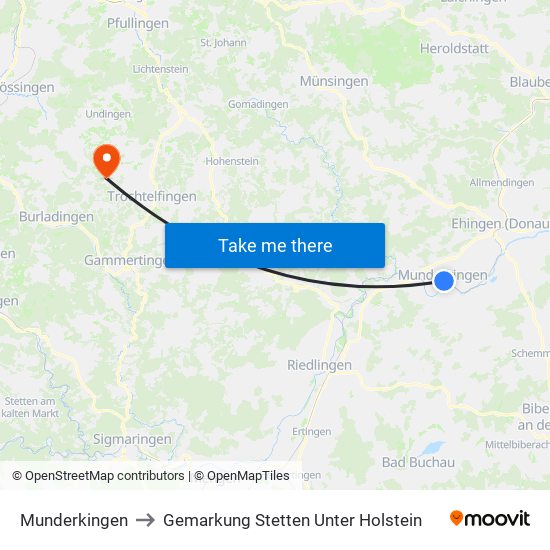 Munderkingen to Gemarkung Stetten Unter Holstein map