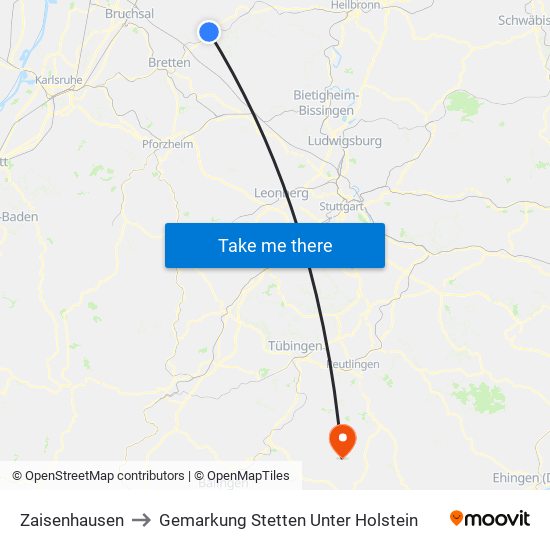 Zaisenhausen to Gemarkung Stetten Unter Holstein map