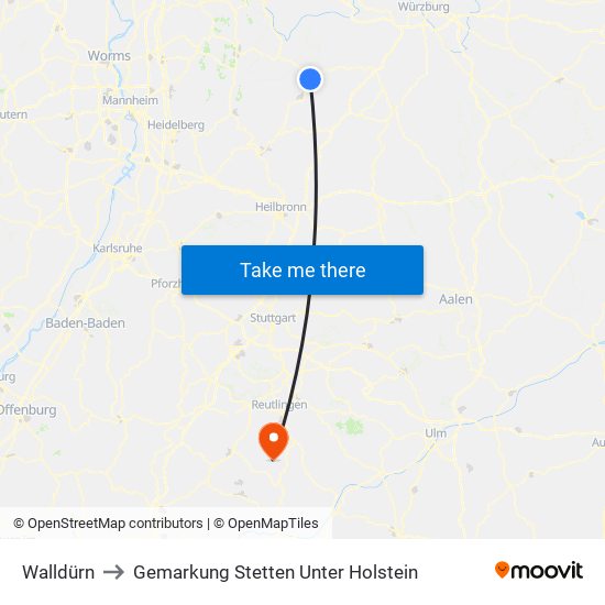 Walldürn to Gemarkung Stetten Unter Holstein map