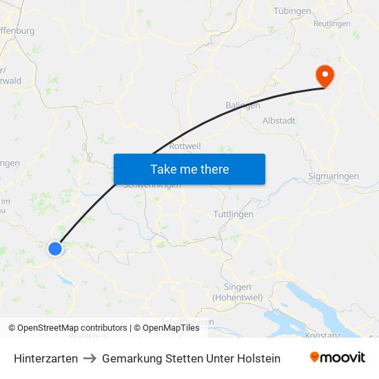 Hinterzarten to Gemarkung Stetten Unter Holstein map