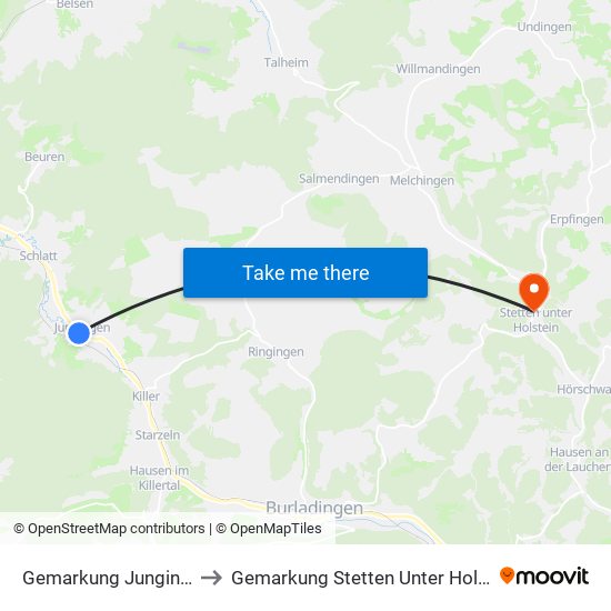 Gemarkung Jungingen to Gemarkung Stetten Unter Holstein map