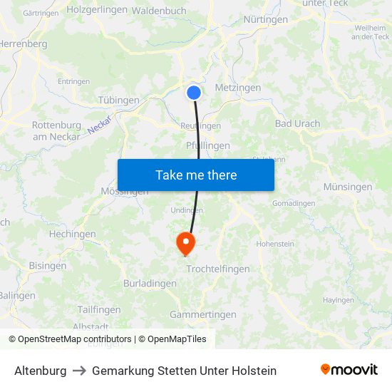 Altenburg to Gemarkung Stetten Unter Holstein map