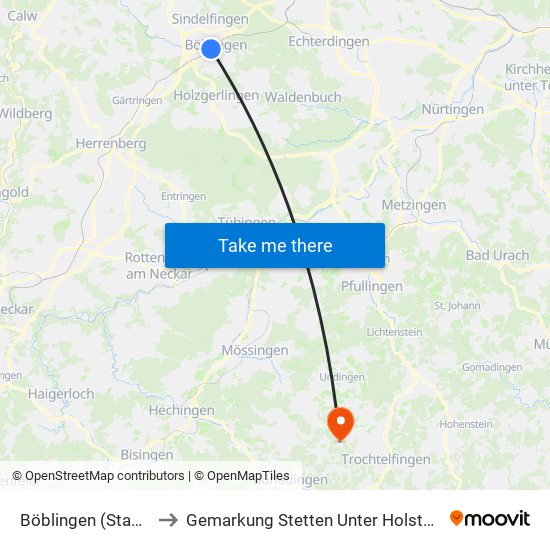 Böblingen (Stadt) to Gemarkung Stetten Unter Holstein map