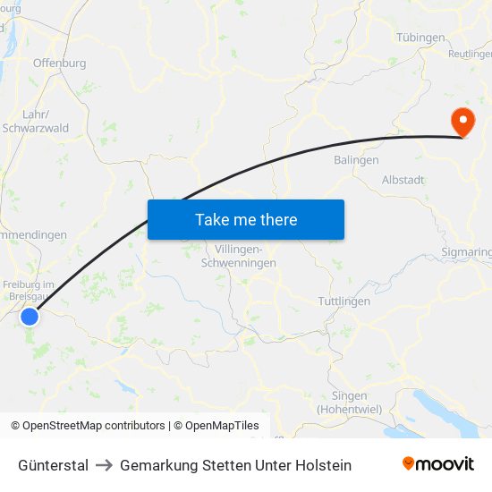 Günterstal to Gemarkung Stetten Unter Holstein map