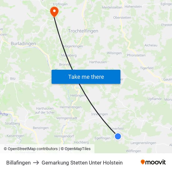 Billafingen to Gemarkung Stetten Unter Holstein map