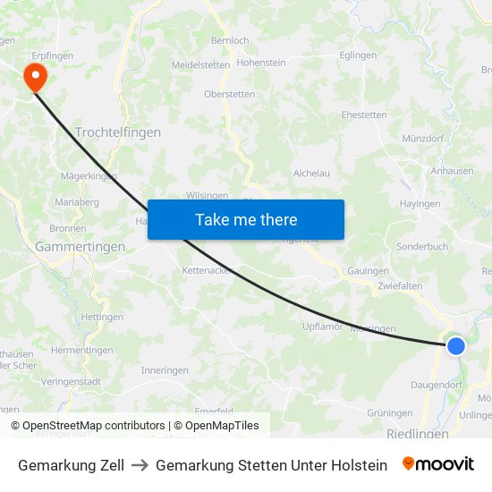 Gemarkung Zell to Gemarkung Stetten Unter Holstein map