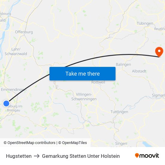 Hugstetten to Gemarkung Stetten Unter Holstein map