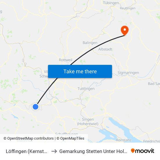 Löffingen (Kernstadt) to Gemarkung Stetten Unter Holstein map