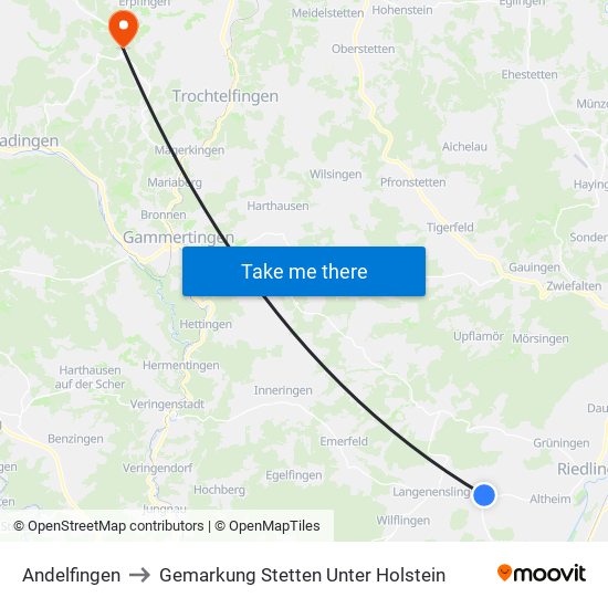 Andelfingen to Gemarkung Stetten Unter Holstein map