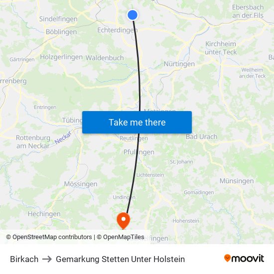 Birkach to Gemarkung Stetten Unter Holstein map