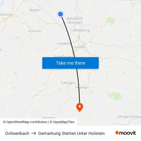 Ochsenbach to Gemarkung Stetten Unter Holstein map