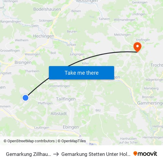 Gemarkung Zillhausen to Gemarkung Stetten Unter Holstein map