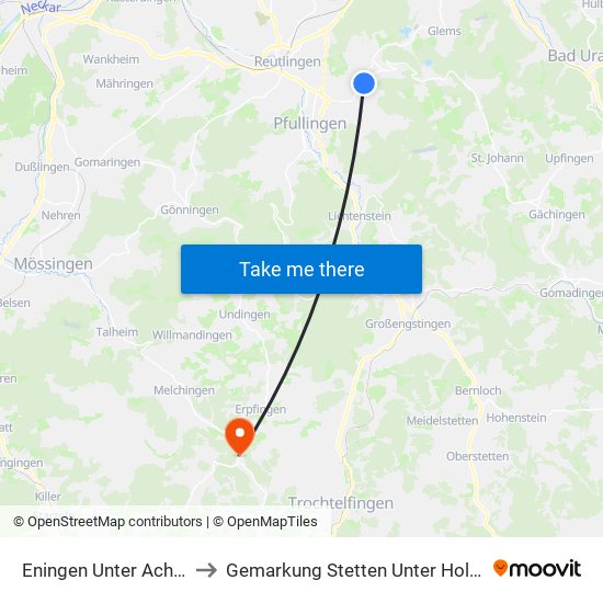 Eningen Unter Achalm to Gemarkung Stetten Unter Holstein map