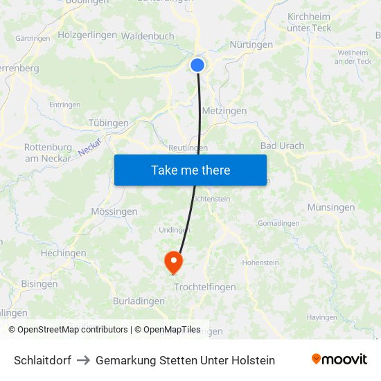 Schlaitdorf to Gemarkung Stetten Unter Holstein map