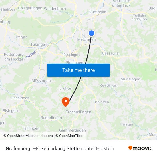 Grafenberg to Gemarkung Stetten Unter Holstein map