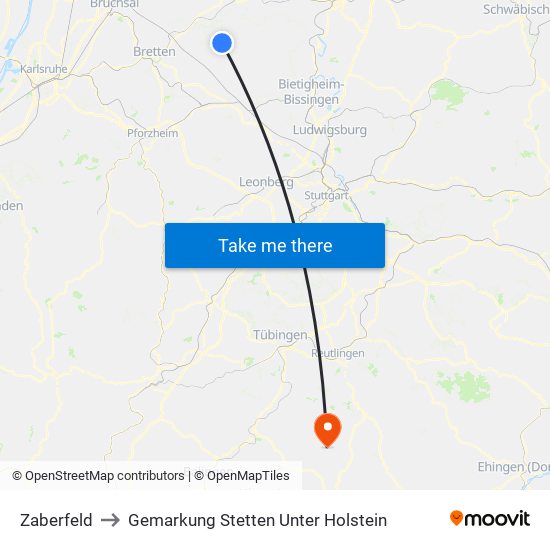 Zaberfeld to Gemarkung Stetten Unter Holstein map