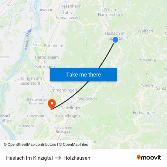 Haslach Im Kinzigtal to Holzhausen map