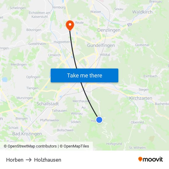 Horben to Holzhausen map