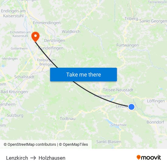 Lenzkirch to Holzhausen map