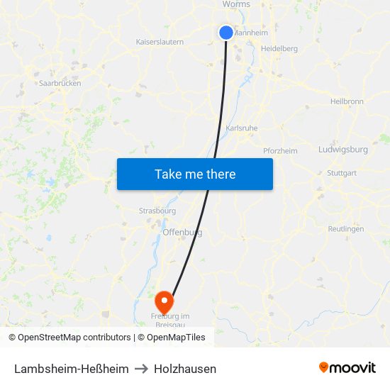 Lambsheim-Heßheim to Holzhausen map