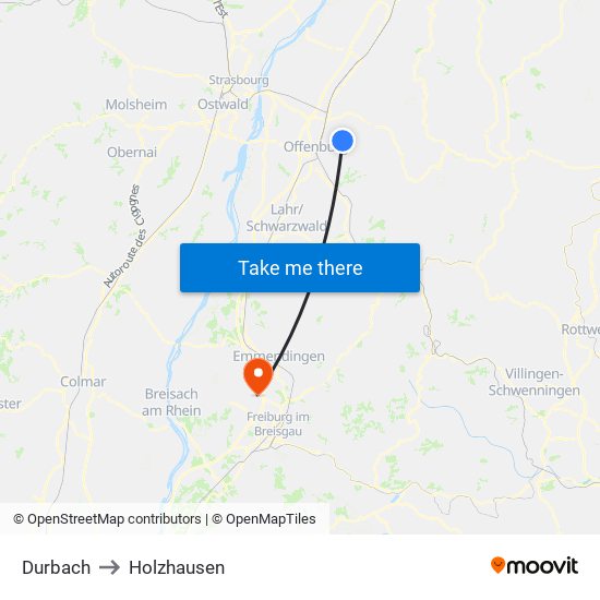 Durbach to Holzhausen map