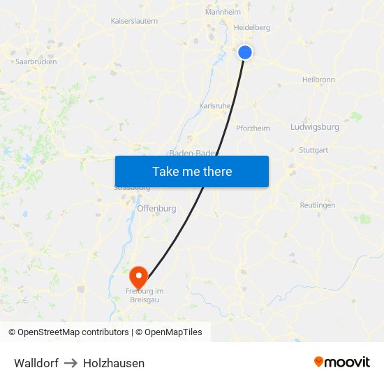 Walldorf to Holzhausen map