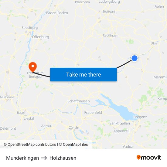 Munderkingen to Holzhausen map