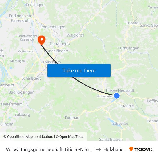 Verwaltungsgemeinschaft Titisee-Neustadt to Holzhausen map