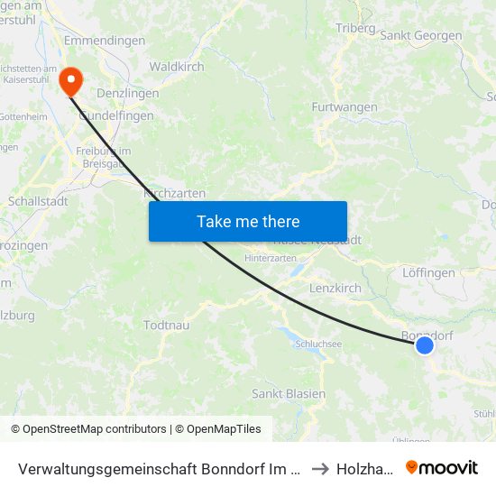 Verwaltungsgemeinschaft Bonndorf Im Schwarzwald to Holzhausen map