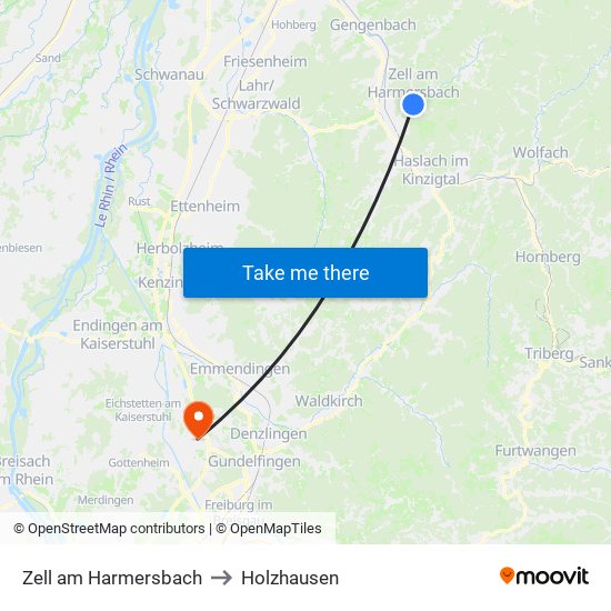 Zell am Harmersbach to Holzhausen map