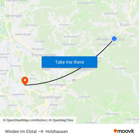 Winden Im Elztal to Holzhausen map