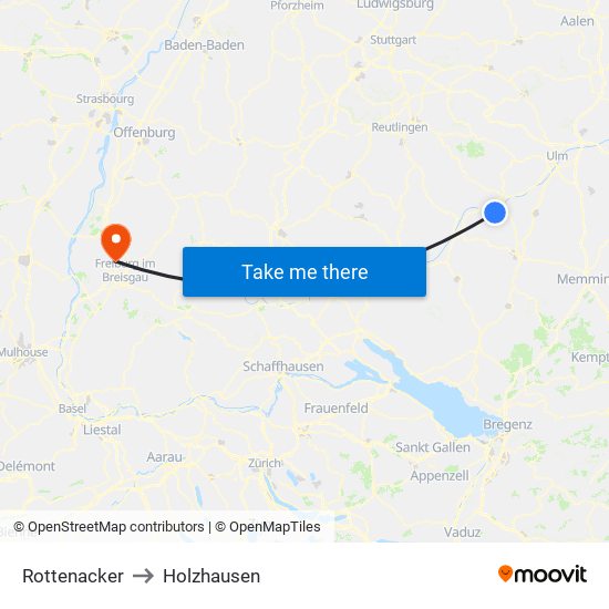 Rottenacker to Holzhausen map