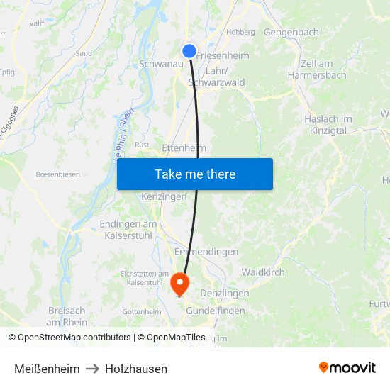 Meißenheim to Holzhausen map