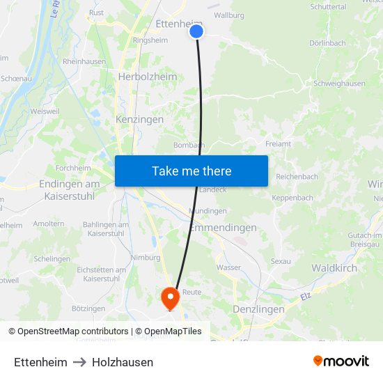 Ettenheim to Holzhausen map