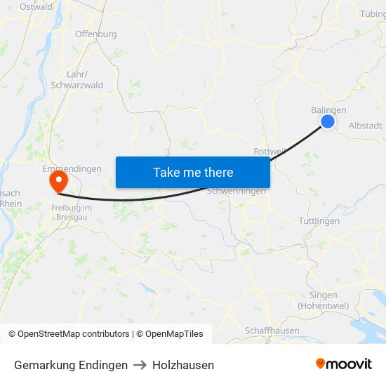 Gemarkung Endingen to Holzhausen map