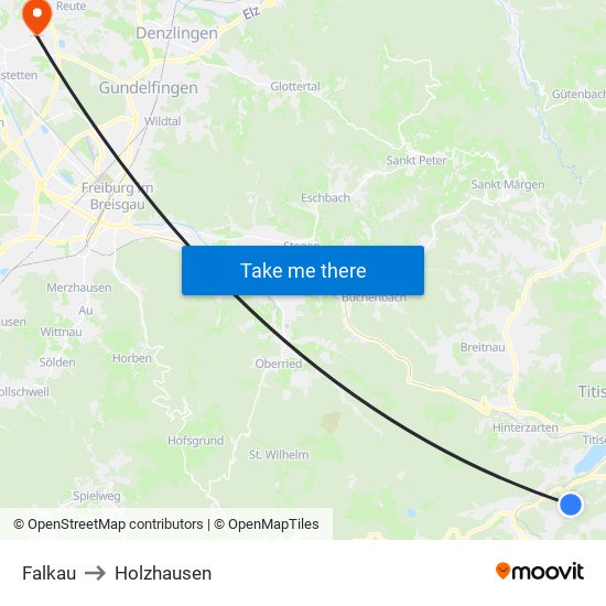 Falkau to Holzhausen map