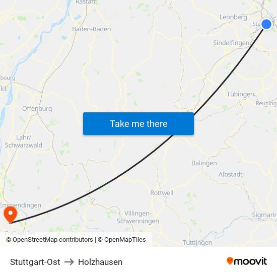 Stuttgart-Ost to Holzhausen map