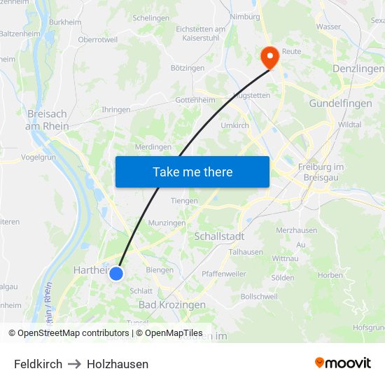 Feldkirch to Holzhausen map