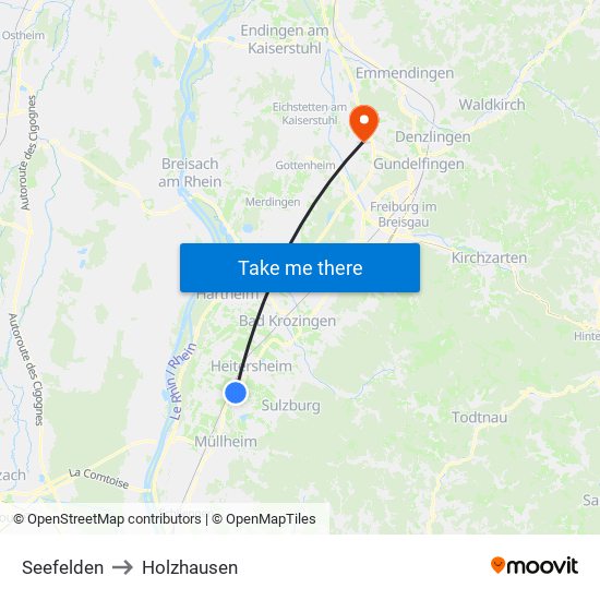 Seefelden to Holzhausen map