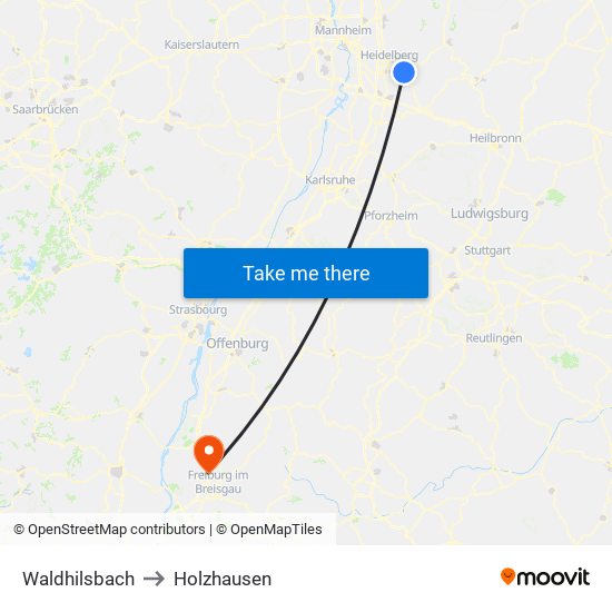 Waldhilsbach to Holzhausen map