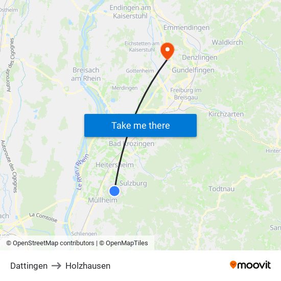 Dattingen to Holzhausen map