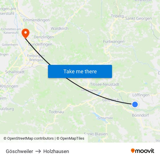 Göschweiler to Holzhausen map