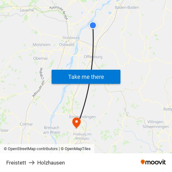 Freistett to Holzhausen map
