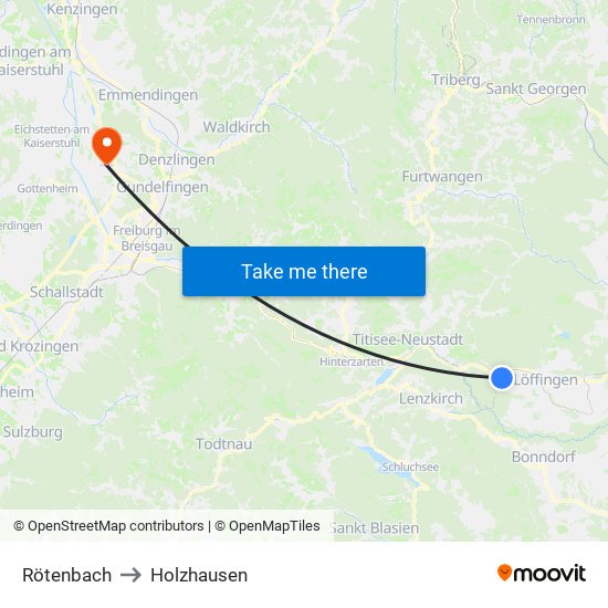 Rötenbach to Holzhausen map