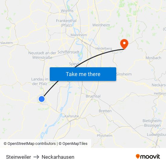 Steinweiler to Neckarhausen map