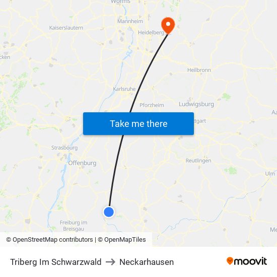 Triberg Im Schwarzwald to Neckarhausen map