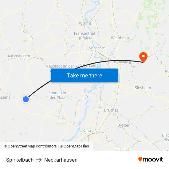 Spirkelbach to Neckarhausen map