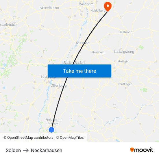 Sölden to Neckarhausen map